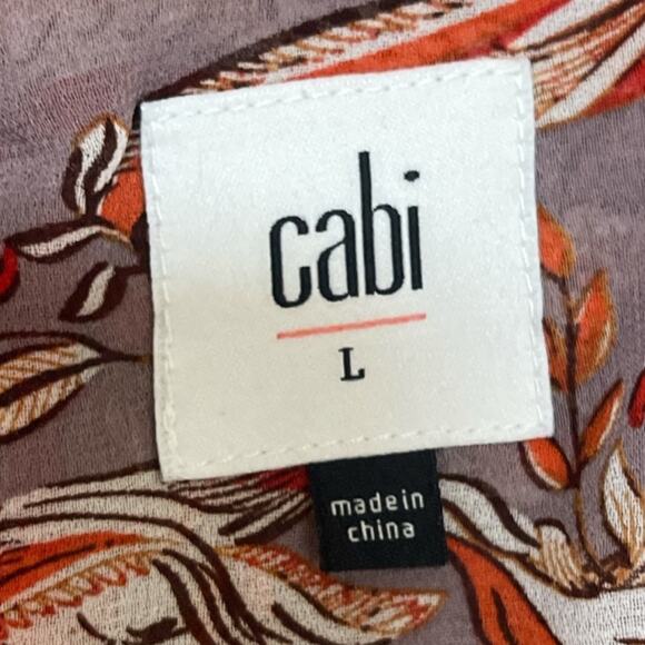 CAbi Good Luck Blouse Oriental Bird Sleeveless Blouse Style 3611 Size L Career - Picture 11 of 12